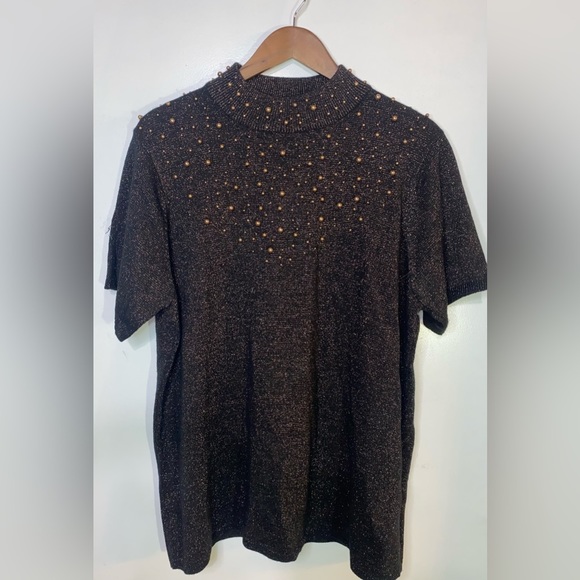 Ladies sweater set in gold & black - size 2XL - Picture 2 of 5